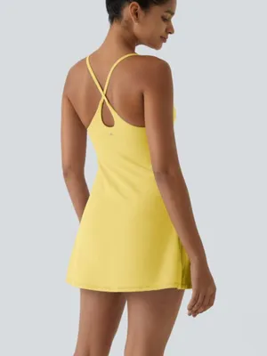 NWOT Halara SoftlyZero™ Plush Backless Active Dress-Easy Peezy Edition yellow thumbnail 2