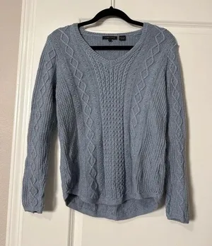 Jeanne Pierre 100% Cotton knit baby blue sweater thumbnail 1