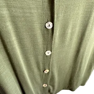 Coin 1804 Green Collared Short Roll Tab Sleeve Knit Button Up Blouse Size Large‎ thumbnail 3