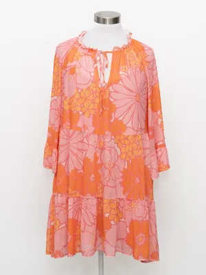 Show Me Your Mumu -‎ Viola Floral Mini Dress | Retro Pink & Orange Floral Print thumbnail 2