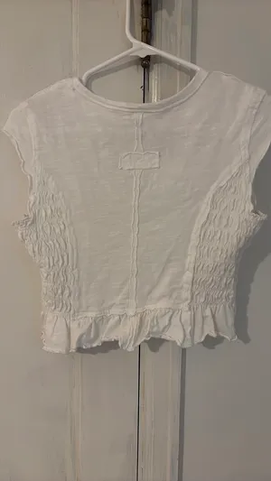 Cap Sleeve Smocked Shirt Ruffle Hem  thumbnail 4