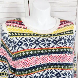 Old Navy Fair Isle Chunky Knit Sweater & Scarf White Multicolor‎ XXL thumbnail 8