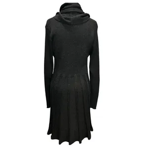 Dana Buchman Sweater Dress With Scarf‎ XL Gray Ribbed Fit Flare Timeless Career thumbnail 4