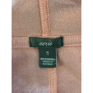 Aerie Shirt Womens XL Pink Terry Hooded V Neck Dolman Long Sleeve Tunic Top thumbnail 8