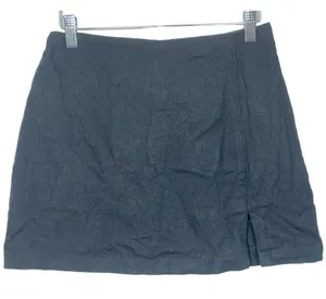 NEW Abercrombie & Fitch Black Linen Cotton Zip Skirt Shorts Skorts Womens Size S thumbnail 1