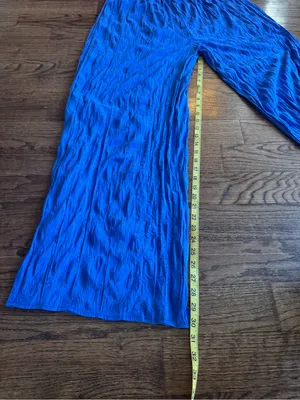 NWT VRG GRL 16 XL Raya High Waisted Wide Leg Crinkled Chiffon Blue Pants Preppy thumbnail 7