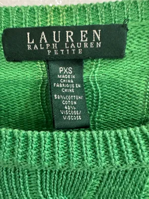 Lauren Ralph Lauren Green Cable Knit Sweater Gold Shoulder Buttons PXS thumbnail 7