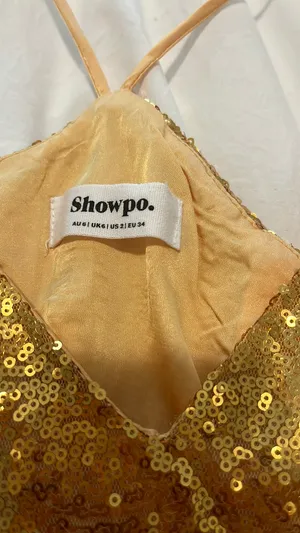 Showpo Gold Sequin Dress Mini thumbnail 4