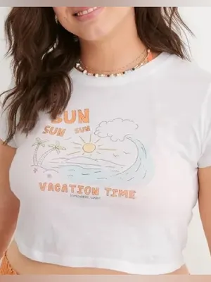 Aerie Cropped Baby Tee With Graphic Print thumbnail 1