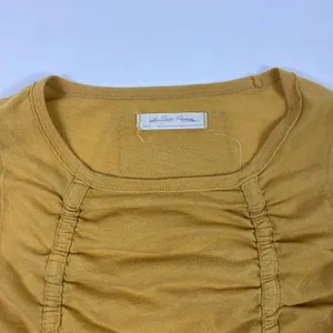We The Free Shirt Womens‎ Small Mustard Yellow Ruched Long Sleeve Free People thumbnail 3