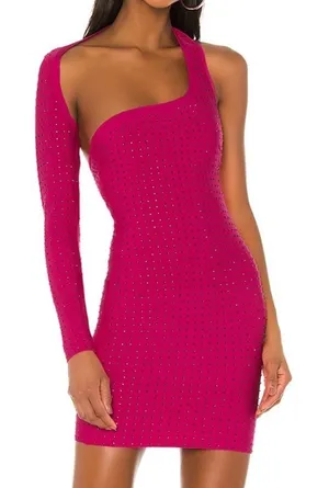 Superdown Adley Hot Pink One Shoulder Sequin Mini Dress Size XS Party Clubwear thumbnail 1