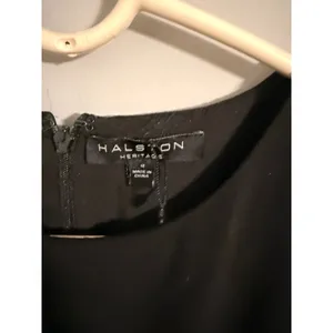 Halston Heritage Maxi Dress Womens 4 Black Ruffle Sleeveless Two Tone Gown‎ thumbnail 3