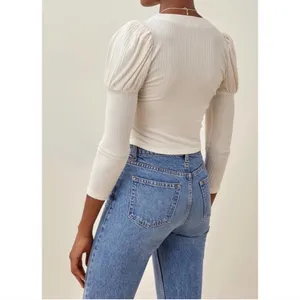 Reformation Einkorn Ribbed Puff Long Sleeve Top thumbnail 4