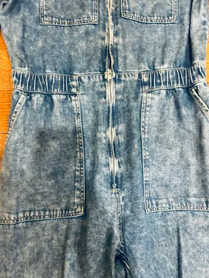 H&M Retro 80s Vibe Acid Wash Long Sleeve EDGE Denim Boiler Jumpsuit/Coveralls 4 thumbnail 8
