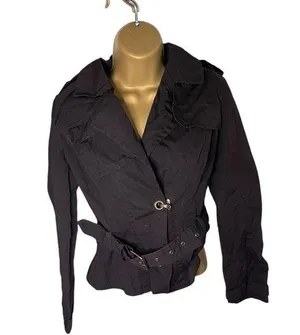 Zara Basic Women's Belted Trench-Style Jacket Dark Brown M thumbnail 1