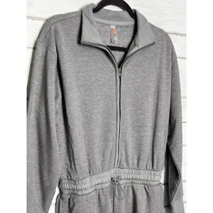 Mono B Half-Zip Long Sleeve Romper Grey Small Tencel Sporty thumbnail 2