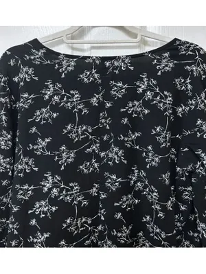 Old Navy Black Floral‎ Print Dress Cottagecore Dark Garden Artsy Women's Large thumbnail 11