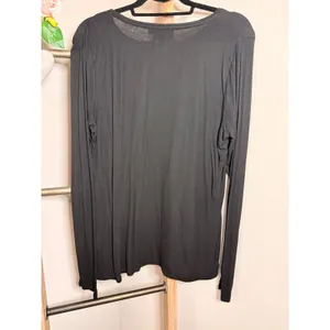 White House Black Market Womens XL Black Long Sleeve Crew Neck Top Solid Basic thumbnail 3