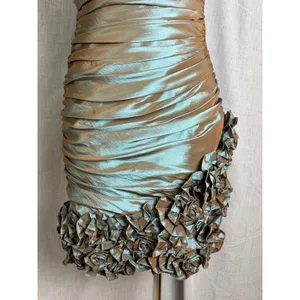 Dalia MacPhee Metallic Irridescent Ruched Strapless Dress 6 Sculpted‎ Ruffle Hem thumbnail 10