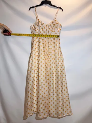 En Saison Ava Gold Polka Dot Ruffle Puff Sleeve Midi Dress Size Medium thumbnail 4