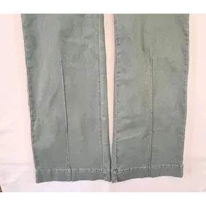 Olive Green‎ Wide Leg High Rise Pants with Stitch Detail Utility Trousers thumbnail 8