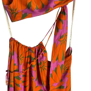 Farm Rio Copacabana Orange Printed One Shoulder Cut Out Maxi Dress Size Large thumbnail 10