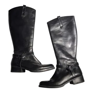 Coach and Four Black Leather Knee High Flat Sole Classic Riding Boots Sz 11 thumbnail 1