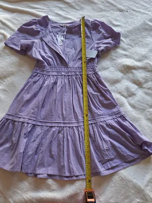NWT Stitchdrop Lilac Cotton Ruffle Mini Dress M thumbnail 5