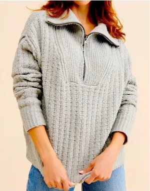 Free People Colorado 1/2 Zip Pullover Sweater Women's S‎ Gray Cozy thumbnail 1