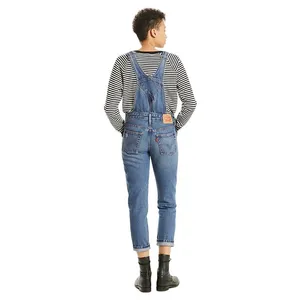 Levi's Bib Overalls Jeans 100% Cotton Adjustable Distressed Straight Med Wash XS thumbnail 2