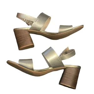 Old Navy  metallic gold sling back block heel sandals thumbnail 4