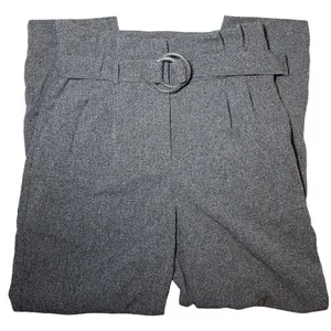 Express Gray Paperbag Waist Ankle Pants | High Rise Belted | Size 8 thumbnail 3