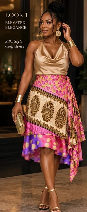 Reversible Indian Silk Wrap Skirt — Elevated Elegance Multiple thumbnail 1