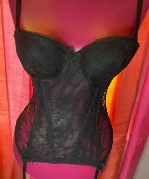 H&M Lingerie black lace Corset with Garters size 10 thumbnail 1