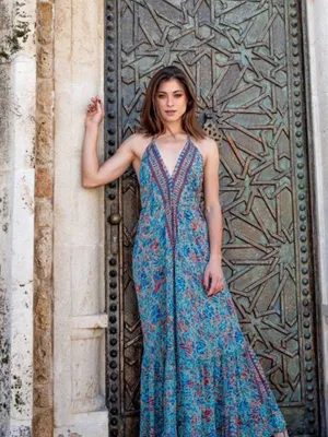 Open Back Boho‎ Love Maxi Dress In Floral Print - Size: One Size. thumbnail 4
