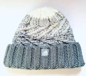Adidas Canyon Fold Beanie Knit Hat‎ Two-Tone Gray and Cream thumbnail 1