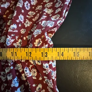 One Shoulder Floral Tiered Maxi Dress M Burgundy Coastal‎ Summer Wedding Garden thumbnail 9