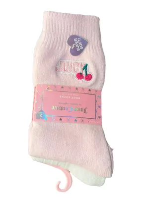 Juicy Couture Pink Boot Socks‎ 2 Pair Super Soft Cozy Socks NWT thumbnail 2