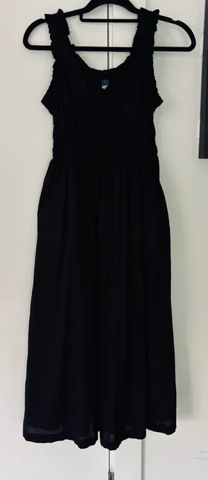Old Navy long Black Smocked Peasant corset sleeveless maxi dress cottage core thumbnail 1
