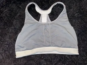 Athleta Women's Size S White and Grey Mesh Racerback Sports Bra thumbnail 4