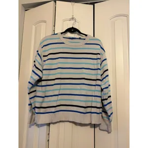 Draper James Striped‎ Sweater Womens XL Blue White Black Cotton Blend thumbnail 3