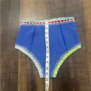 Kiini Crochet Trim High Waisted Bikini Bottom Blue Size S thumbnail 6