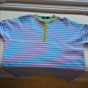 Lillusory Turquoise & Pink Henley Sweater with Green Accents size L thumbnail 7