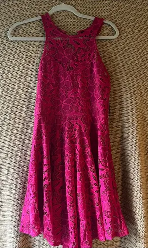 Material Girl Hot Pink Lace Mini Dress thumbnail 1