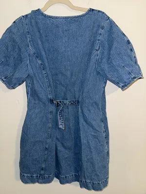 ALIGNE Aurelia Waisted Denim Mini Dress Anthropologie blue button size 12 thumbnail 7