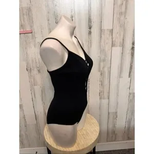 KRUSH Black Lace-Up Front Bodysuit Women’s Medium Spaghetti Strap Stretch One-Pi thumbnail 5