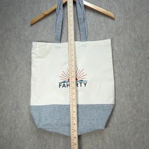 Faherty Tote Bag Unisex OS Cream Gray Coastal Sustainable Beachy Casual Academia thumbnail 4