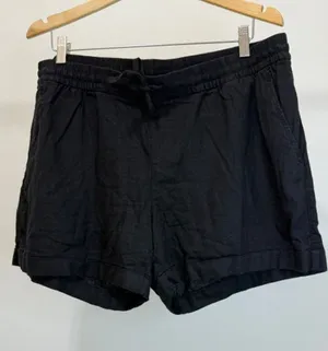 Old Navy Linen Blend Pull On Shorts Black Drawstring XL thumbnail 1