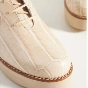 Anthropologie Boots lace up Stompy size 6 Cream thumbnail 4