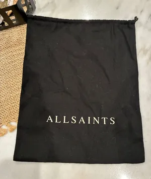 AllSaints Black Canvas Drawstring Dust Bag Handbag Shoe Storage Pouch 13x15.5 thumbnail 1